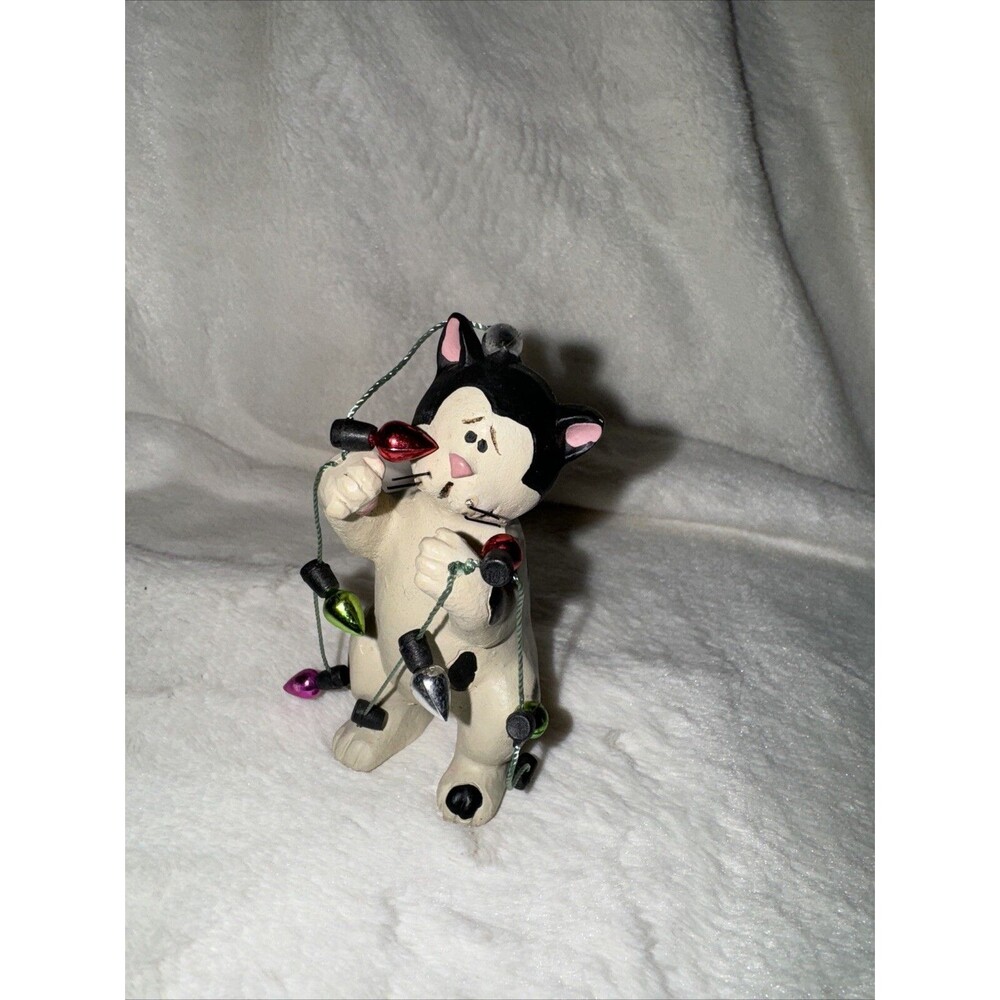 2013 Blossom Bucket Resin Suzi Holiday Cat/Kitten Tangled Light Strands Black